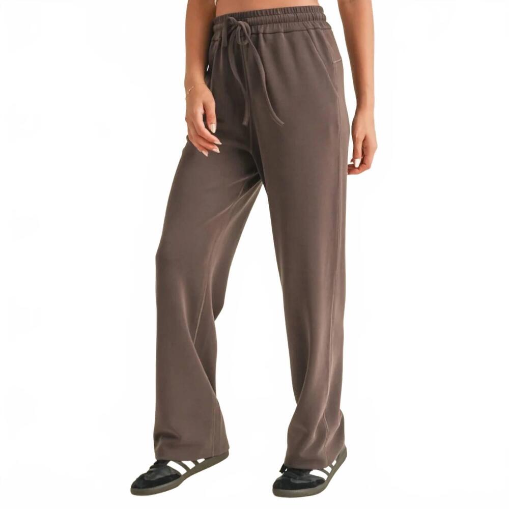 NEW KIMBERLY C zada super soft wide leg sweatpants in chocolate